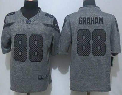 Men's Seattle Seahawks #88 Jimmy Graham Nike Gray Gridiron 2015 NFL Gray Limited Jersey