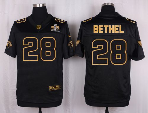 Nike Cardinals #28 Justin Bethel Pro Line Black Gold Collection Men's Stitched NFL Elite Jersey