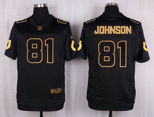 Nike Colts #81 Andre Johnson Black Men's Stitched NFL Elite Pro Line Gold Collection Jersey