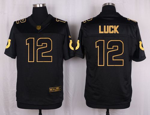 Nike Colts #12 Andrew Luck Black Men's Stitched NFL Elite Pro Line Gold Collection Jersey
