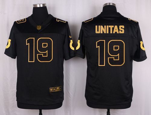 Nike Colts #19 Johnny Unitas Black Men's Stitched NFL Elite Pro Line Gold Collection Jersey