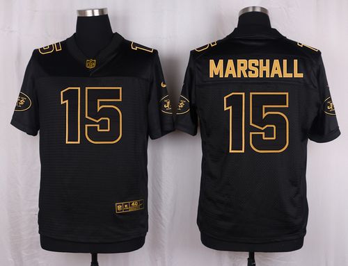 Nike Jets #15 Brandon Marshall Black Men's Stitched NFL Elite Pro Line Gold Collection Jersey