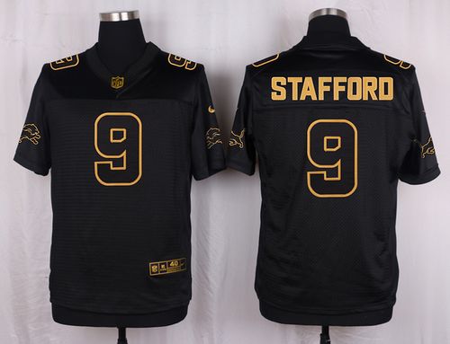 Nike Lions #9 Matthew Stafford Black Men's Stitched NFL Elite Pro Line Gold Collection Jersey