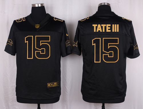 Nike Lions #15 Golden Tate III Black Men's Stitched NFL Elite Pro Line Gold Collection Jersey