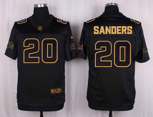 Nike Lions #20 Barry Sanders Black Men's Stitched NFL Elite Pro Line Gold Collection Jersey