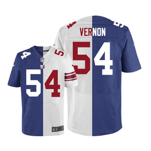 Nike Giants #54 Olivier Vernon Royal Blue White Men's Stitched NFL Elite Split Jersey