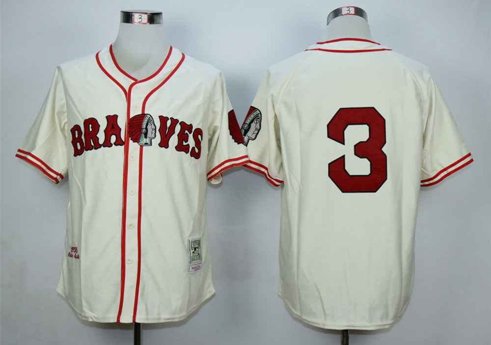 Men's Atlanta Braves #3 Babe Ruth Cream 1935 Throwback Jersey