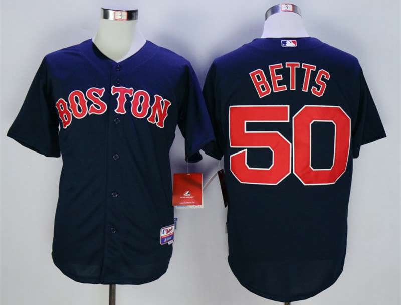 Men's Boston Red Sox #50 Mookie Bettis Blue Cool Base Jersey