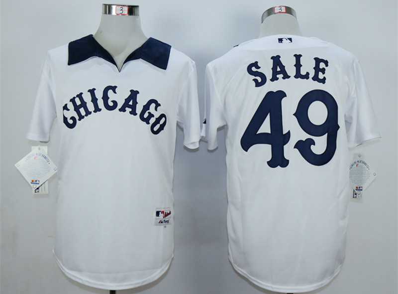 Men's Chicago White Sox #49 Chris Sale White 1976 Turn Back The Clock Jersey