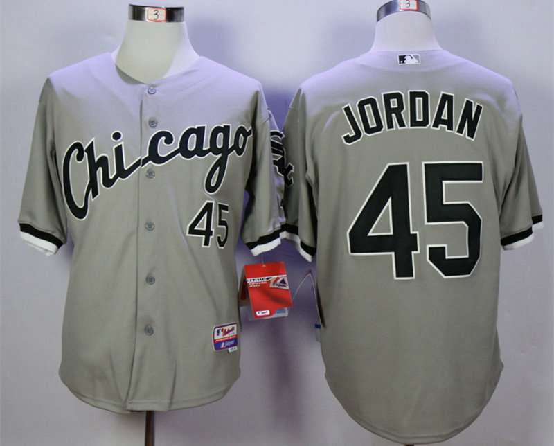 Men's Chicago White Sox #45 Michael Jordan Grey Cool Base Jersey
