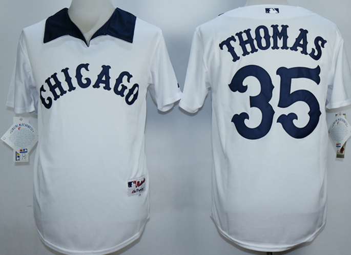 Men's Chicago White Sox #35 Frank Thomas White 1976 Turn Back The Clock Jersey