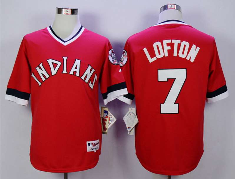 Men's Cleveland Indians #7 Kenny Lofton Red 1978 Turn Back The Clock Jersey