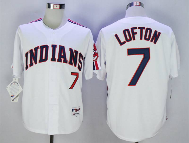 Men's Cleveland Indians #7 Kenny Lofton White 1978 Throwback Jersey