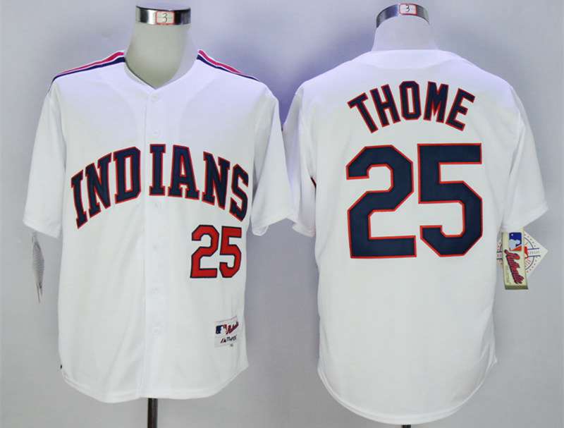 Men's Cleveland Indians #25 Jim Thome White 1978 Throwback Jersey