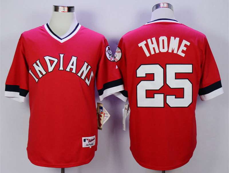 Men's Cleveland Indians #25 Jim Thome Red 1978 Turn Back The Clock Jersey
