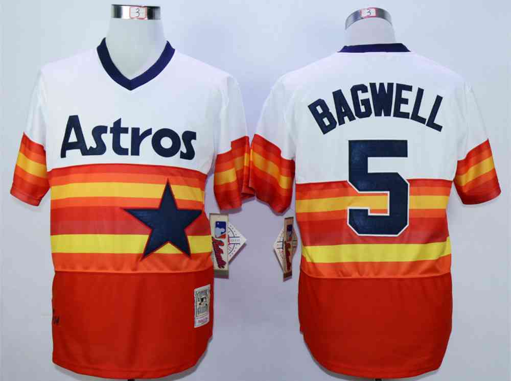 Men's Houston Astros #5 Jeff Bagwell Orange Cool Base Cooperstown Collection Jersey
