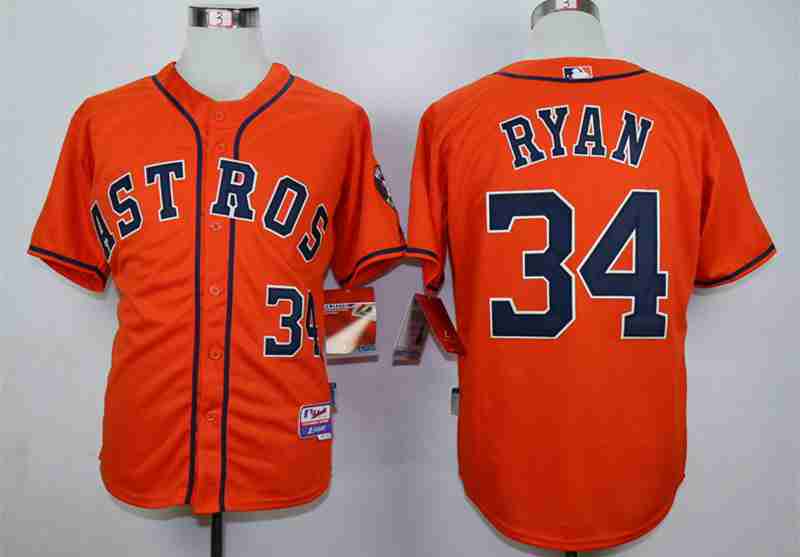 Men's Houston Astros #34 Nolan Ryan Orange Cool Base Jersey