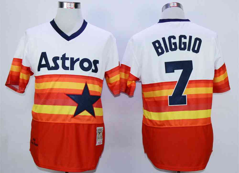 Men's Houston Astros #7 Craig Biggio Orange Cool Base Cooperstown Collection Jersey