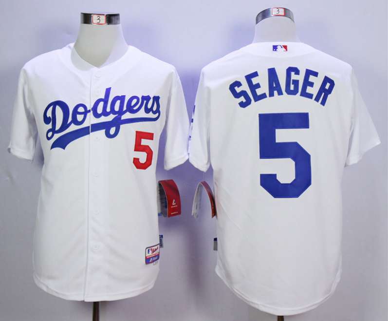 Men's Los Angeles Dodgers #5 Corey Seager White Cool Base Jersey