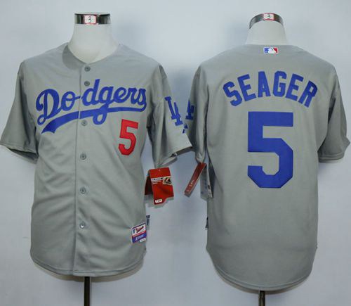 Men's Los Angeles Dodgers #5 Corey Seager Grey Cool Base Jersey