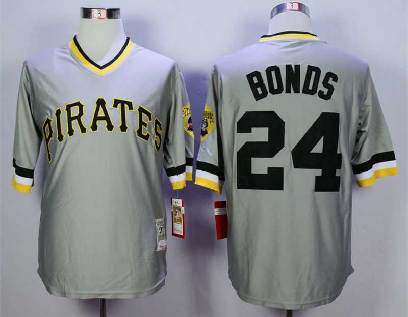 Men's Pittsburgh Pirates #24 Barry Bonds Grey Throwback Jersey