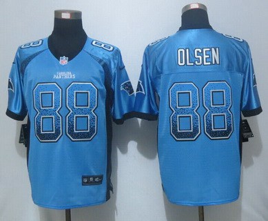 Men's Carolina Panthers #88 Greg Olsen Light Blue Drift Fashion NFL Nike Elite Jersey