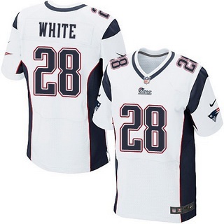 Men's New England Patriots #28 James White White Road NFL Nike Elite Jersey