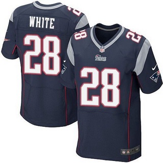 Men's New England Patriots #28 James White Navy Blue Team Color NFL Nike Elite Jersey