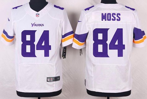 Men's Minnesota Vikings #84 Randy Moss White Road NFL Nike Elite Jersey