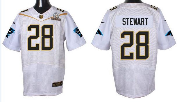 Men's Carolina Panthers #28 Jonathan Stewart White 2016 Pro Bowl Nike Elite Jersey