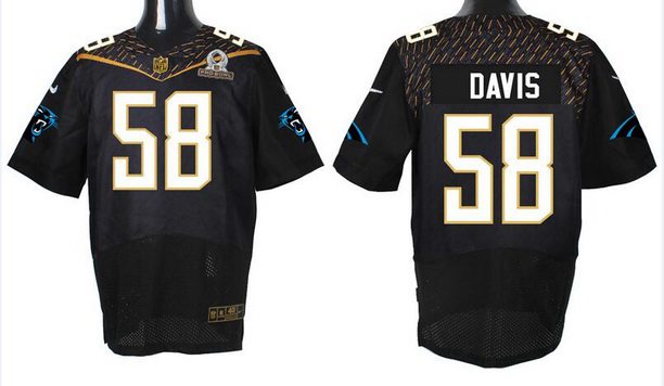Men's Carolina Panthers #58 Thomas Davis Sr Black 2016 Pro Bowl Nike Elite Jersey