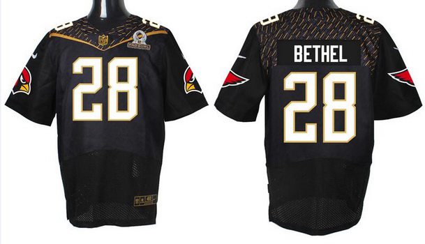 Men's Arizona Cardinals #28 Justin Bethel Black 2016 Pro Bowl Nike Elite Jersey