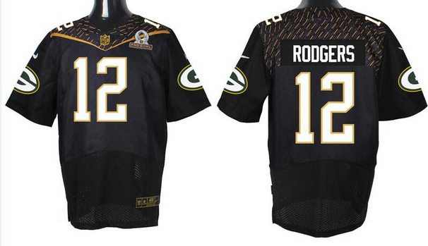 Men's Green Bay Packers #12 Aaron Rodgers Black 2016 Pro Bowl Nike Elite Jersey