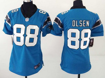 Women's Carolina Panthers #88 Greg Olsen Light Blue Alternate NFL Nike Game Jersey