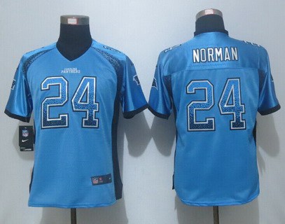 Women's Carolina Panthers #24 Josh Norman Light Blue Drift Fashion NFL Nike Jersey