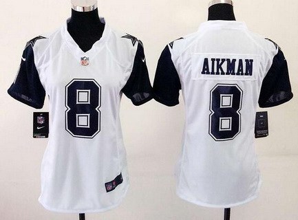 Women's Dallas Cowboys #8 Troy Aikman Nike White Color Rush 2015 NFL Game Jersey