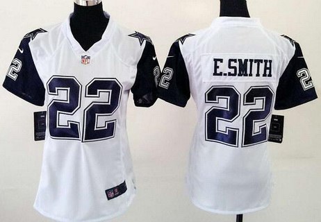 Women's Dallas Cowboys #22 Emmitt Smith Nike White Color Rush 2015 NFL Game Jersey