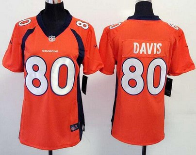 Women's Denver Broncos #80 Vernon Davis Orange Team Color NFL Nike Game Jersey