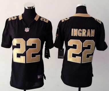 Women's New Orleans Saints #22 Mark Ingram Black Team Color NFL Nike Game Jersey