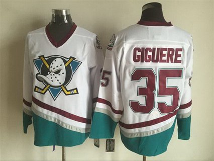 Mighty Ducks Of Anaheim #35 Jean-Sebastien Giguere 1995-96 White CCM Vintage Throwback Jersey