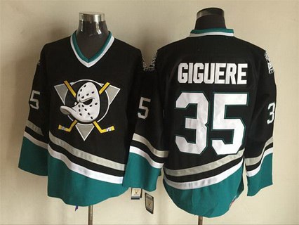 Mighty Ducks Of Anaheim #35 Jean-Sebastien Giguere 1995-96 Black CCM Vintage Throwback Jersey
