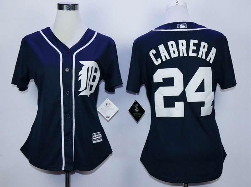 Detroit Tigers #24 Miguel Cabrera Blue Women New Cool Base Jersey