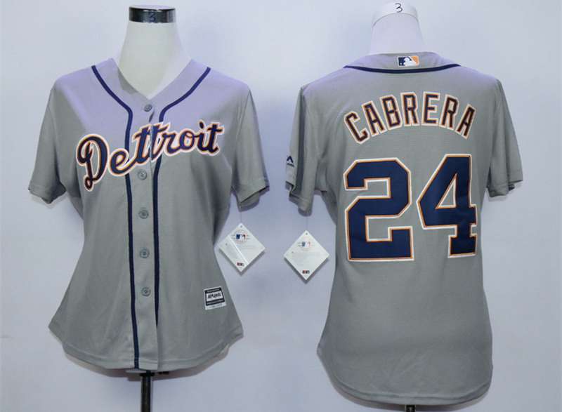 Detroit Tigers #24 Miguel Cabrera Grey Women New Cool Base Jersey