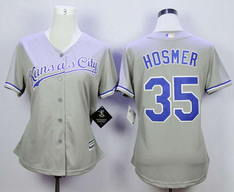Kansas City Royals #35 Eric Hosmer Grey Women New Cool Base Jersey