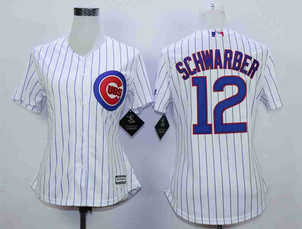Women's Chicago Cubs #12 Kyle Schwarber White Women New Cool Base Jersey