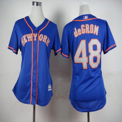 Women's New York Mets #48 Jacob DeGrom Blue With Gray Jersey