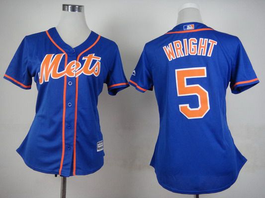 Women's New York Mets #5 David Wright Alternate Blue With Gray 2015 MLB Cool Base Jersey