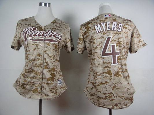 Women's San Diego Padres #4 Wil Myers Alternate Camo 2015 MLB Cool Base Jersey