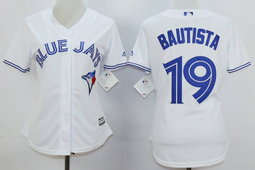 Women's Toronto Blue Jays #19 Jose Bautista White New Cool Base Women Jersey