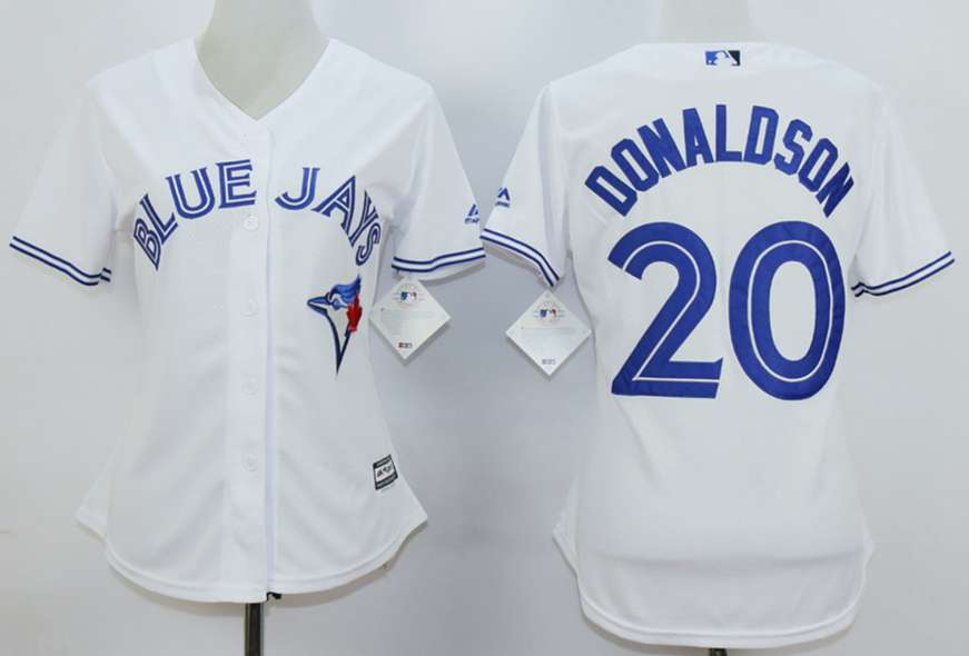 Women's Toronto Blue Jays #20 Josh Donaldson White New Cool Base Women Jersey